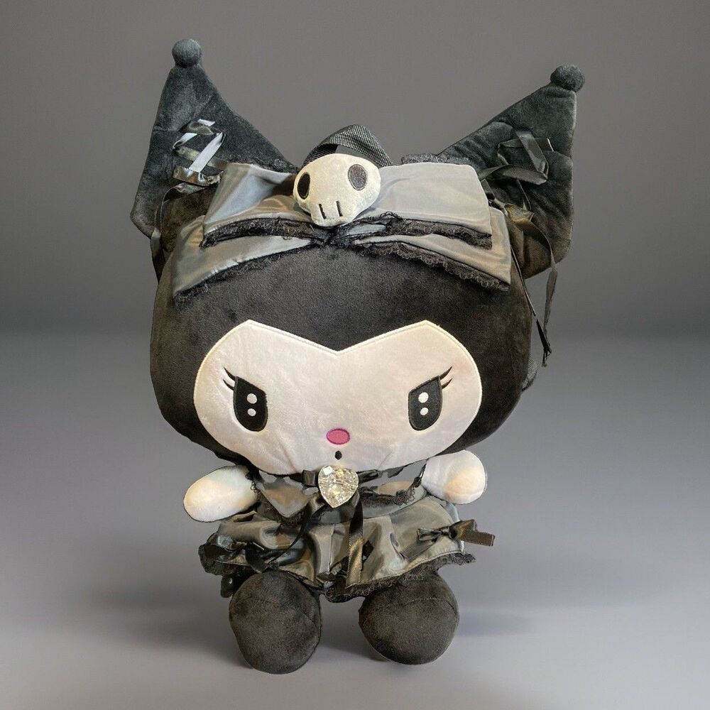 Bioworld Sanrio Hello Kitty Goth Grunge Kuromi Lolita 14” Plush Backpack Purse